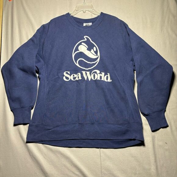 Vintage 90’s Sea World Killer Whale Orca Crewneck Pullover Sweatshirt Busch Beer - Picture 1 of 6